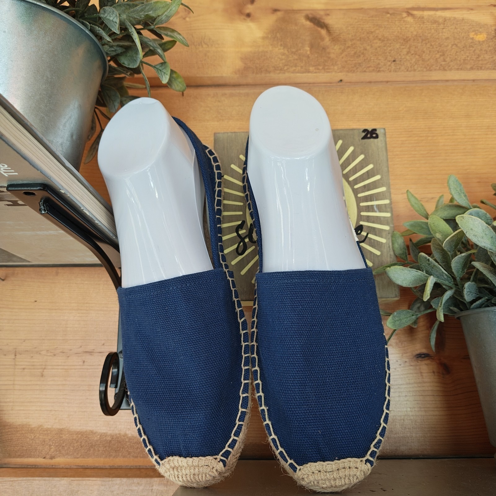 Soludos Dali Blue Espadrilles Slip On Shoes Canvas Loafer Flats Jute Boho Sz 8.5 — image 6 of 8